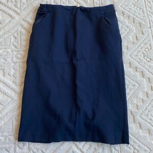 Navy Pencil Skirt with Gold Exposed Zipper Size 4